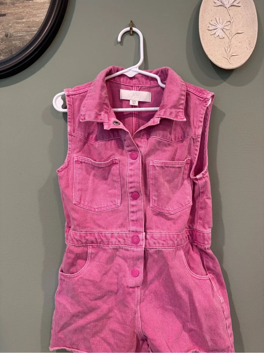 ZARA pink denim jumpsuit